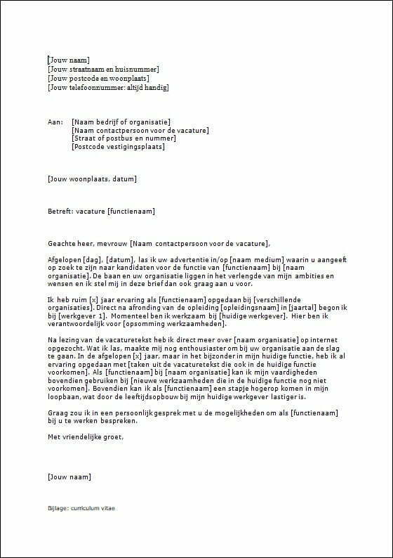 voorbeeld sollicitatiebrief